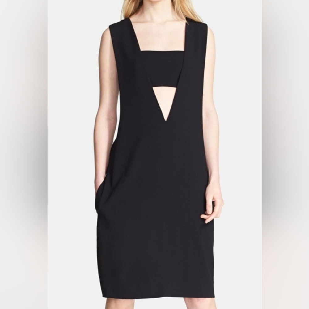 T. Alexander Wang Layered V-Neck Crepe Bandeau Top Cut-Out Mini Dress, EUC!